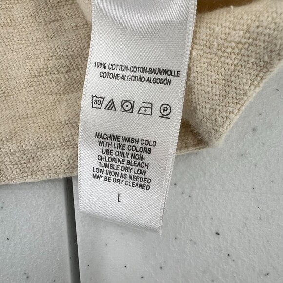 FP Beach Boho Crop Top L Large Beige Slouchy High Low Hem 100% Cotton Knit - Picture 4 of 10